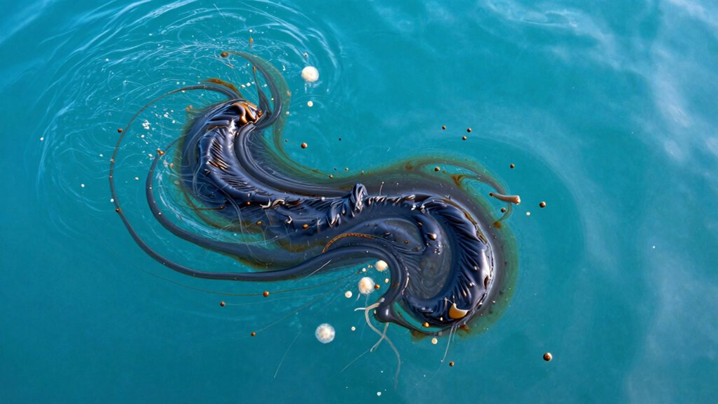 oil spreads via currents