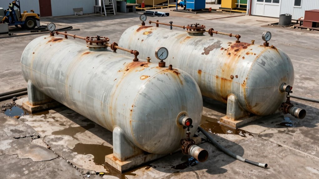 overfilled oil drain tanks