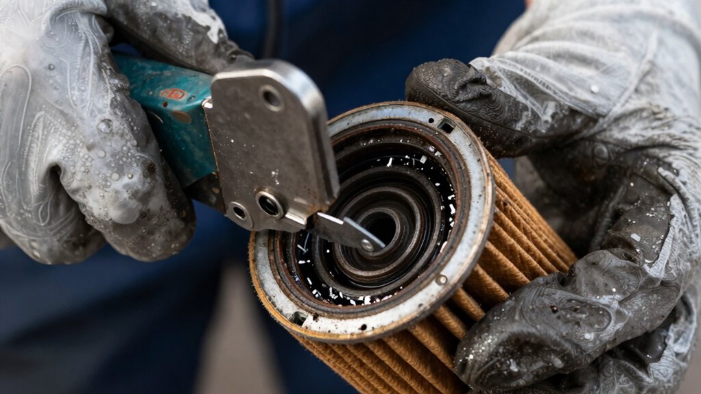 safely open oil filter