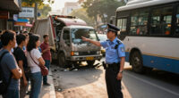 Hanoi Police Inform About The Case Of A Garbage Truck Colliding With A Bus, One Person Broke His Leg - Laodong.vn